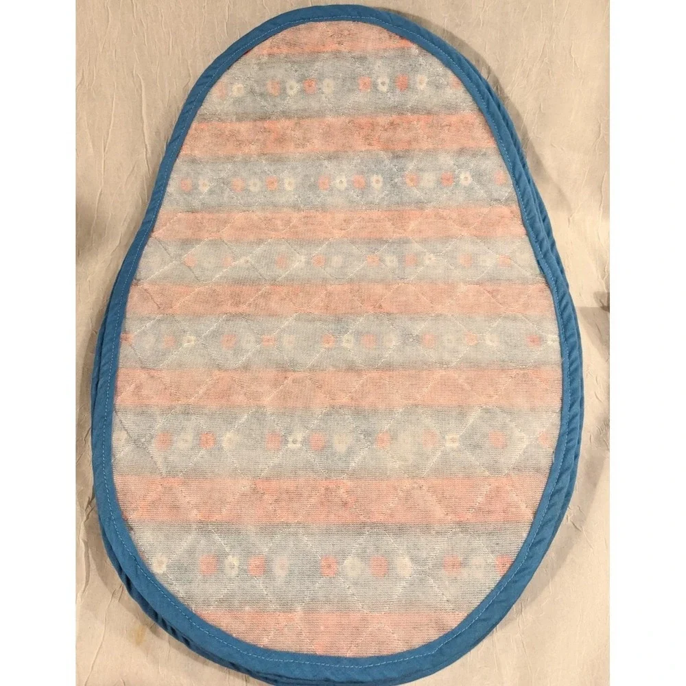 4 Placemats Quilted Oval Floral Cottage Prairie Boho Grandma Core Granny Set Vtg